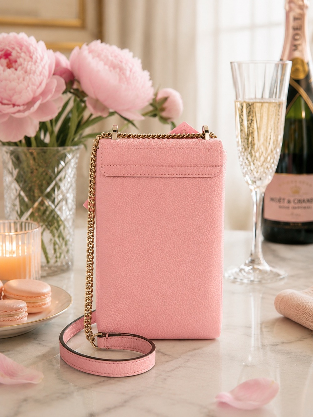 Kate Spade Bradley North South Phone Crossbody | Rococo Pink Pebbled Leather - Picture 3 of 4